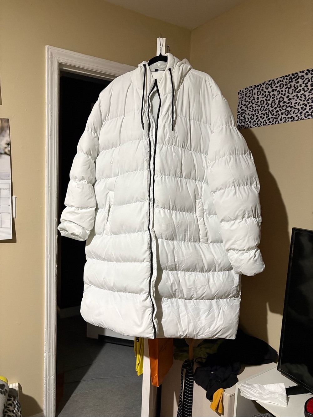 Fashion Nova White Hooded Puffer Coat